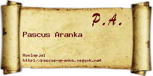 Pascus Aranka névjegykártya